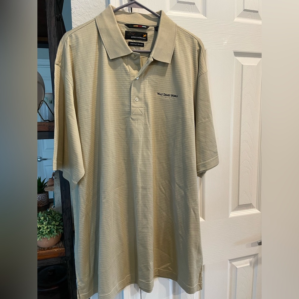 Greg Norman x Walt Disney World Golf Beige Double Mercerized ribbed polo Shirt